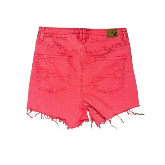 American Eagle Outfitters Size 8 Pink‎ High Waist Stretch Cut Off Shorts - Picture 2 of 5
